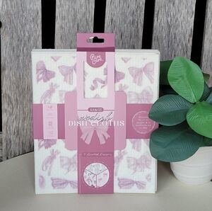 Pure Care Swedish Dish Cloths with Pink Bows 6 Pack